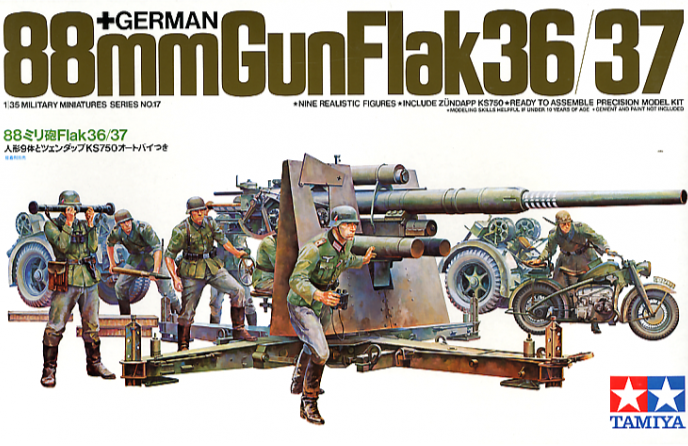 1/35 German 88mm Gun FlaK 36/37 with Trailer